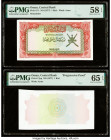 Oman Central Bank of Oman 1 Rial ND (1977) Pick 17r; 17pp Remainder; Progressive Proof PMG Choice About Unc 58 EPQ; Gem Uncirculated 65 EPQ. 

HID0980...