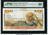 Reunion Institut d'Emission des Departements d'Outre-Mer 5000 Francs ND (1960) Pick 50a PMG Extremely Fine 40 Net. A tape repair is noted on this exam...