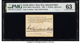 South Africa Matabeleland 1 Shilling 1900 Pick S665a PMG Choice Uncirculated 63. 

HID09801242017

© 2022 Heritage Auctions | All Rights Reserved