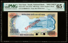 South Vietnam National Bank of Viet Nam 1000 Dong ND (1972) Pick 34s2 Specimen PMG Gem Uncirculated 65 EPQ. Red Specimen & TDLR overprints and two POC...