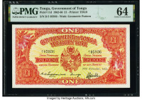 Tonga Government of Tonga 1 Pound 28.11.1962 Pick 11d PMG Choice Uncirculated 64. 

HID09801242017

© 2022 Heritage Auctions | All Rights Reserved