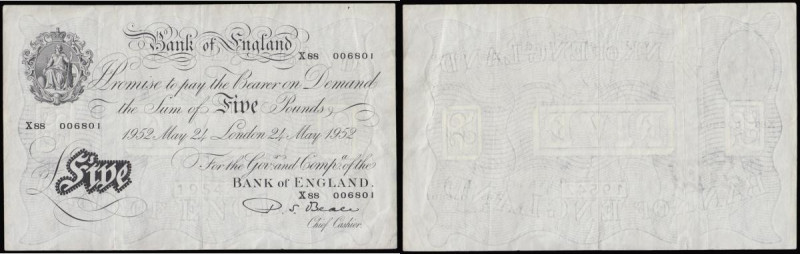 Five Pounds White Beale London May 24 1952 X88 006801 VF or better

 Estimate:...