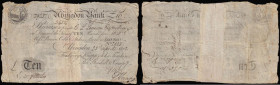Abingdon Bank Ten Pounds payable here or at Brown, Cobb and Stokes London, Abingdon 23 April 1802 for George Knapp and John Tomkins No 2023 Fine repai...