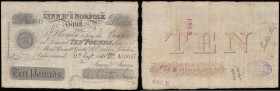 Lynn Regis & Norfolk Bank (King's Lynn) &pound;10 dated 12 Aug 1885 serial No.A10047 for Jarvis & Jarvis, (Outing1075g), aVF some dirt right corner an...