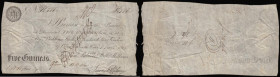Bourton on the Water Five Guineas 1 Nov 1805 payable at Beddome, Fysh Fenchurch Street London for Palmer, Hill and Wilkins Fine, inked annotations bot...