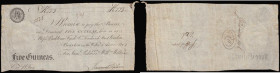 Bourton on the Water Five Guineas 1 Nov 1805 payable at Beddome, Fysh Fenchurch Street London for Palmer, Hill and Wilkins pleasant Fine, pinholes num...