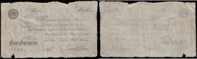 Bourton on the Water Five Guineas 18 Feb 1806 payable at Beddome, Fysh Fenchurch Street London for Palmer, Hill and Wilkins pleasant Fine with some mi...