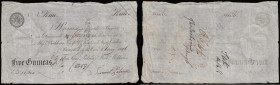 Bourton on the Water Five Guineas 5 May 1806 payable at Beddome, Fysh Fenchurch Street London for Palmer, Hill and Wilkins Fine inked annotations both...