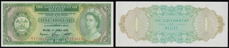 Belize One Dollar 1975 issue, dated 1st June 1975, Pick 33b, serial number A/1 7...