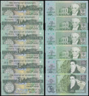 Guernsey One Pound 1990-1991 issues (7) signature D.P.Trestain Pick 52b serial number M000688, signature D.M.Clark (2) Pick 52c serial numbers W934990...