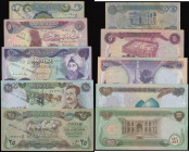 Iraq (5) First Gulf War issues each note stamped CERTIFIED OFFICIAL MINISTRY OF DEFENCE 25 Dinars Pick 74a, 25 Dinars Pick 73a, 10 Dinars Pick 71a, 5 ...