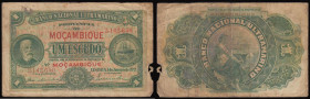 Mozambique One Escudo 1921 issue, without DECRETO, Pick 66b, serial number 2,142,650, Fine with an edge tear at the right

 Estimate: GBP 15 - 30