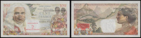 Saint Pierre and Miquelon 2 Nouveau Francs overprint on 100 Francs, undated 1963 Provisional issue, Pick 32, Black overprint SAINT- PIERRE- ET - MIQUE...