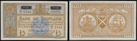 Scotland - Bank of Scotland Five Pounds 10/8/1962 Signatures Bilsland and Watson, Pick 106a, serial number 16/L 7249 UNC

 Estimate: GBP 60 - 100