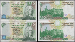Scotland - Royal Bank of Scotland Fifty Pounds 14/9/2005 issue (2) Reverse: Inverness Castle, consecutive numbers A/1 019035 and A/1 019036 UNC

 Es...