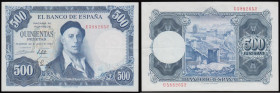Spain 500 Pesetas 22.7.1954 issue (1958) Pick 148, Serial Number U5882652, a minor crease to the right, otherwise UNC

 Estimate: GBP 20 - 40