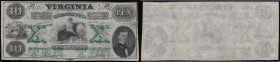 USA - Virginia Pick Ten Dollars 1862 Black on green underprint, Hercules in cartouche at left, seated Ceres at centre, Gov. J.B. Floyd at the right Pi...