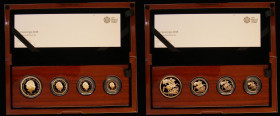 The Sovereign 2018 Four-Coin Gold Proof Set containing Two Pounds, Sovereign, Half Sovereign and Quarter Sovereign FDC in the Royal Mint presentation ...