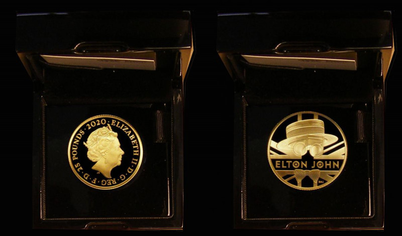 Twenty Five Pounds 2020 Elton John - British Music Legend. Quarter Ounce Gold Pr...
