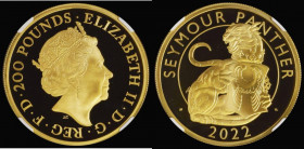 Two Hundred Pounds 2022 Seymour Panther 2oz. Gold Proof S.TBCGC1 in an NGC holder and graded PF69 Ultra Cameo, only 350 minted, The first coin in the ...