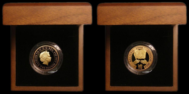 Two Pounds 2008 Olympic Handover Gold Proof FDC in the box of issue with certifi...