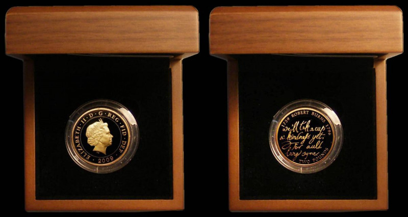 Two Pounds 2009 Robert Burns Gold Proof FDC cased as issued with certificate

...