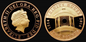 Two Pounds 2014 500th Anniversary of Trinity House Gold Proof S.K33 FDC or near so with some small nicks, uncased in capsule, no box or certificate, a...