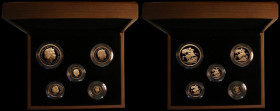 United Kingdom 2009 Gold Proof Set a five-coin set Five Pounds, Two Pounds, Sovereign, Half Sovereign and Quarter Sovereign S.PGS52 a hint of toning, ...