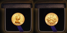 Bahamas Fifty Dollars Gold 1973 Independence Day KM#48 Gold Proof nFDC with some toning, retaining much mint brilliance, come with presentation box
...
