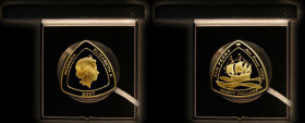 Bermuda 90 Dollars 2007 Shipwreck Series - The San Pedro, Triangular 5oz. Gold Proof FDC in the box of issue with certificate, only 90 pieces minted, ...