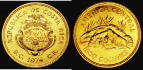 Costa Rica 1500 Colones Gold 1974 World Conservation Series Obverse: National Arms, Reverse: Giant Anteater with denomination below, KM#202, 33.67 gra...