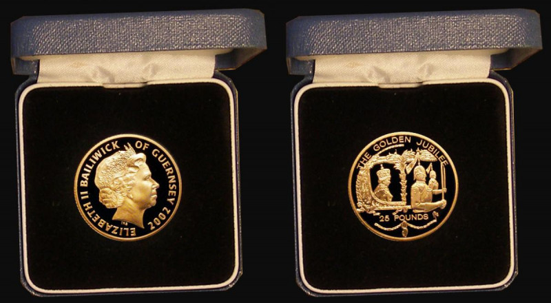 Guernsey &pound;25 Gold 2002 Queen Elizabeth II Golden Jubilee KM#139 Gold Proof...