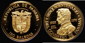 Panama 150 Balboa 1976 150th Anniversary of the Panamanian Congress 9.3 grammes of .999 Platinum, KM#43 Proof FDC on the blue card of issue

 Estima...