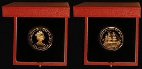 Pitcairn Islands $250 Gold 1988 150th Anniversary of the Drafting of the Constitution. Reverse: HM Sloop Fly. KM#2 Gold Proof FDC in the box of issue ...