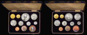 South Africa Proof Set 1956 (11 coins) Gold Pound, Gold Half Pound, and Crown to Farthing KM#PS35, nFDC to FDC the gold brilliant, the silver an the F...