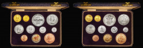 South Africa Proof Set 1960 (11 coins) Gold Pound, Gold Half Pound, and Crown to Farthing KM#PS47, nFDC to FDC the gold brilliant, the silver with som...