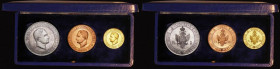 Trebizond Proof Set 1955 Fantasy Coinage a 3-coin set comprising 20 Francs 1955 Gold Proof X#3, Five Francs 1955 Silver Proof X#4, and Ten Centimes 19...