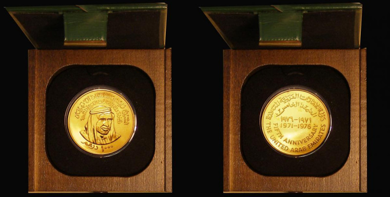 United Arab Emirates 1000 Dirhams Gold 1976 5th Anniversary of the United Arab E...