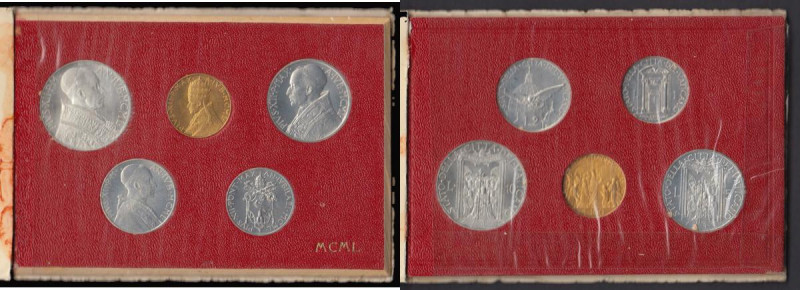 Vatican Mint Set 1950 a 5-coin set comprising 100 Lire Gold KM#48, 10 Lire KM#47...