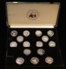 World Wildlife Fund 25th Anniversary 25-coin set Crown-sized Silver Proof Bahrain 5 Dinars 1986, Bermuda Dollar 1986, Botswana 2 Pula 1986, Cayman I $...