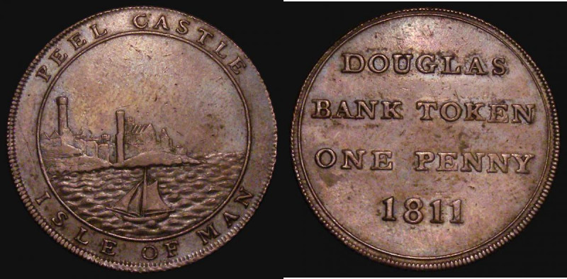 Isle of Man Penny 1811 Douglas. Littler, Dove & Co. Reverse: Peel Castle, 12.30 ...