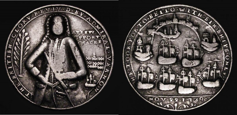 Admiral Vernon - Capture of Portobello 1739 Eimer 550 variety, a pinchbeck medal...