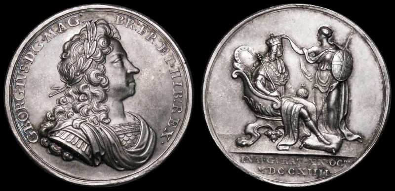Coronation of George I 1714 the official Coronation issue, 34mm diameter in silv...