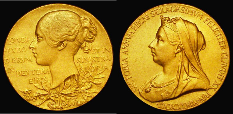 Diamond Jubilee of Queen Victoria 1897 26mm diameter in gold Eimer 1817, BHM 350...