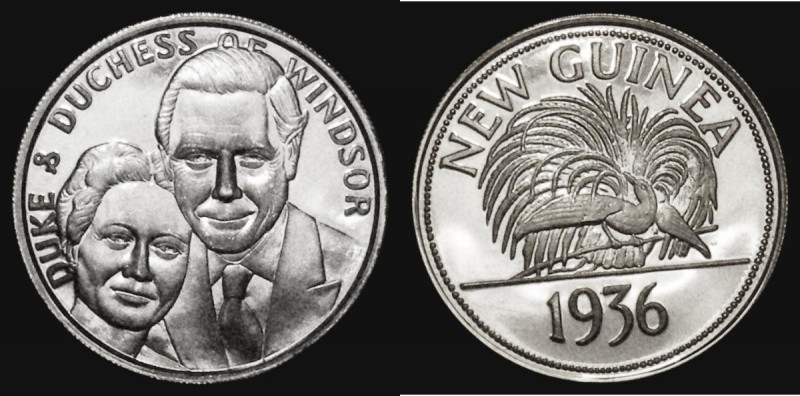 Duke and Duchess of Windsor , New Guinea 1936 Fantasy Medal in 9 carat gold Proo...