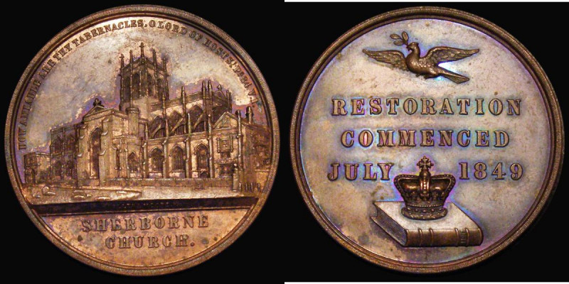 Restoration of Sherborne Church 1849 39mm diameter in bronze by Allen & Moore Ob...