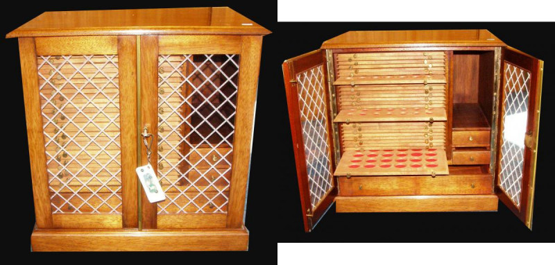 Coin Cabinet professionally made by Peter Nichols of St. Leonards, lockable with...