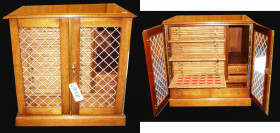 Coin Cabinet professionally made by Peter Nichols of St. Leonards, lockable with key, 30 trays, Coronet size, almost all felts present, 445mm x 445mm ...