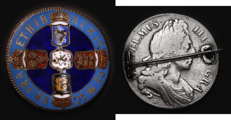 Enamelled Crown 1696 the reverse in 7 colours, good workmanship, Fine, on a pin ...