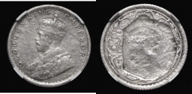 Mint Error - Mis-Strike India Quarter Rupee George V (1912-1936) in an NGC holder 'Reverse Struck Through Fragment' and graded Mint Error VF Details, ...